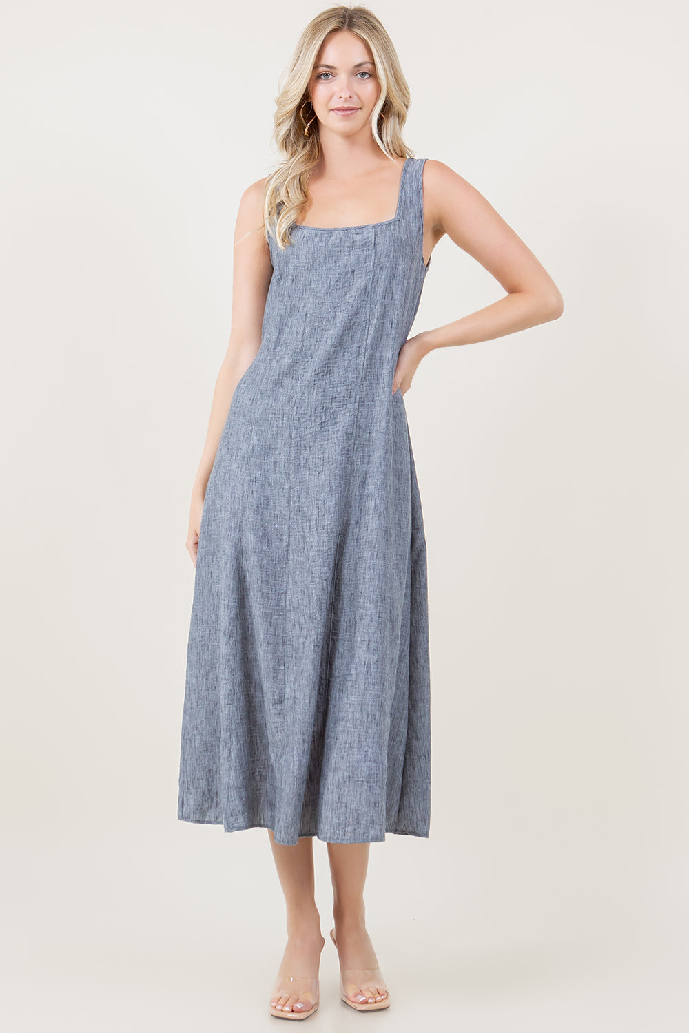 S/LESS SQUARE NECK PRINCESS SEAM MAXI DRESS - D3762-1212-AFLW