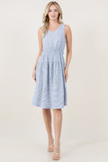 S/LESS V NECK PANELED WAIST LINEN BLEND MIDI DRESS - D3770-0993