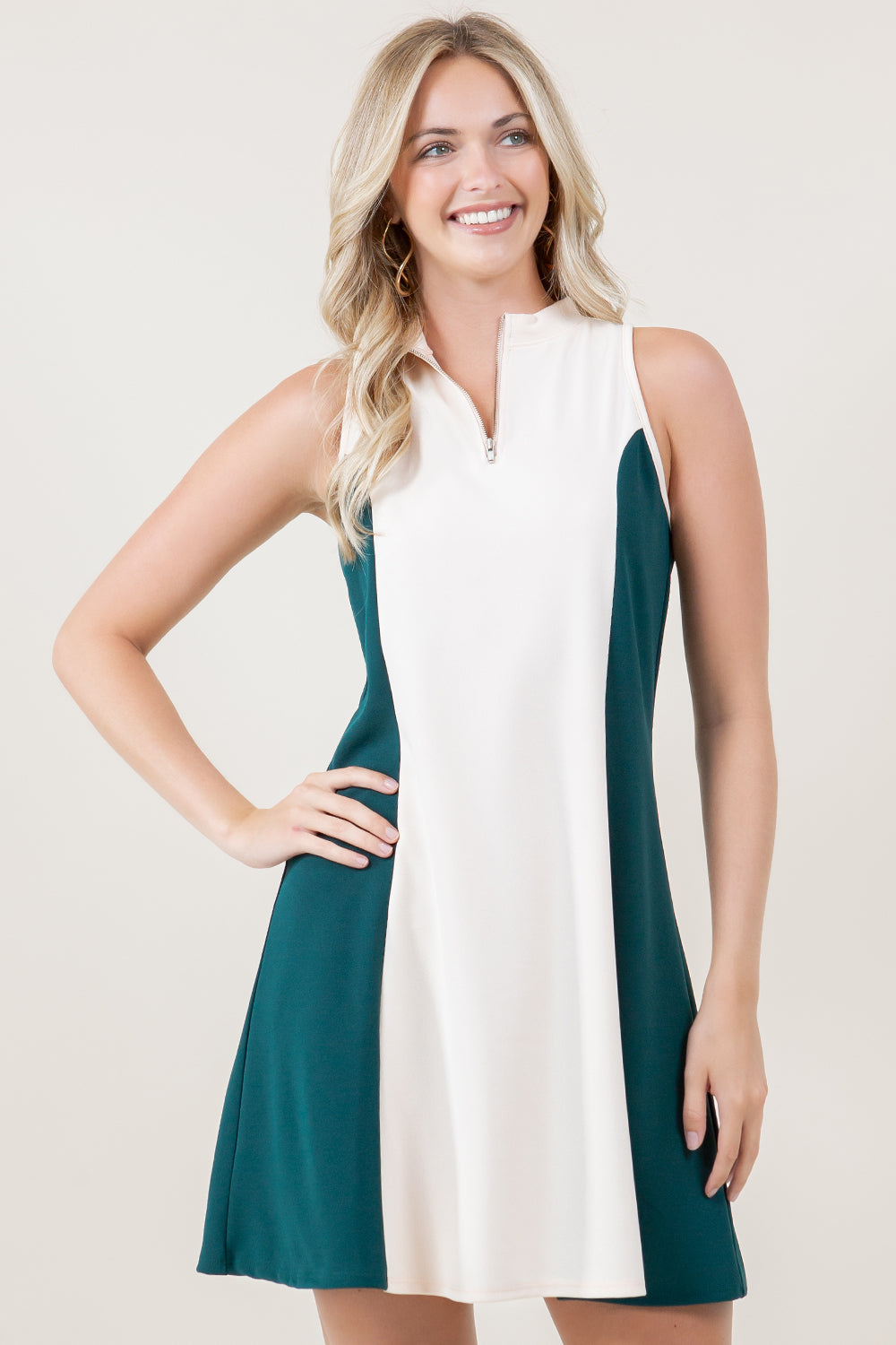 S/LESS 1/4 ZIP PANELED TENNIS DRESS - D3775-2571
