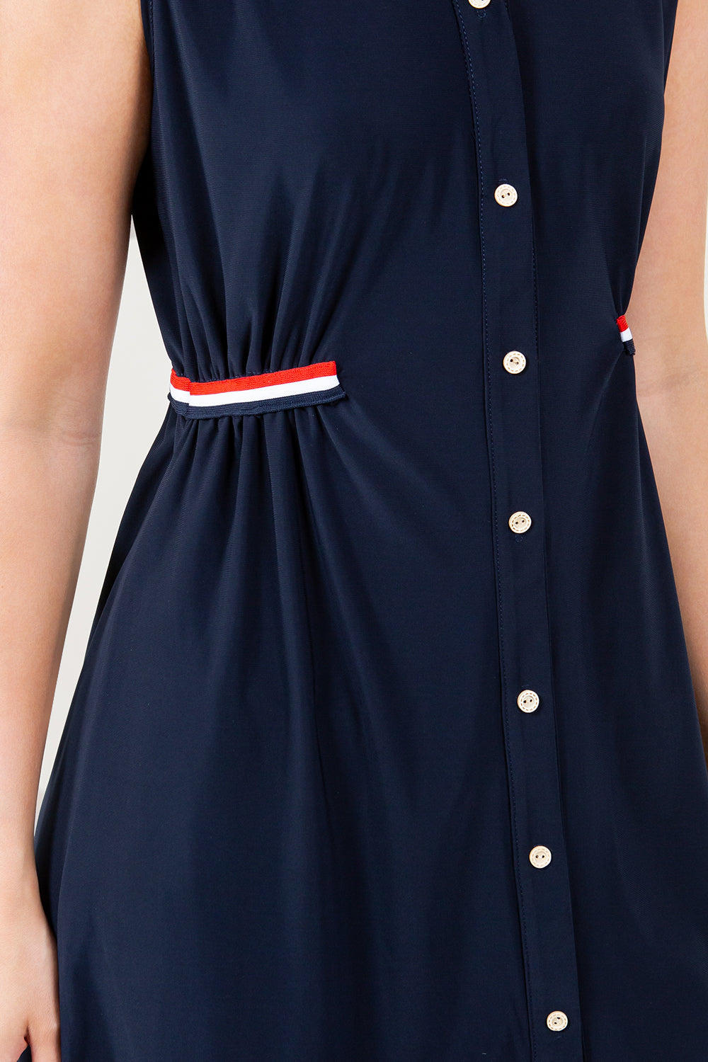 S/LESS TRI COLOR STRIPE SIDE ELASTIC BUTTON DOWN DRESS - D3781-ITY
