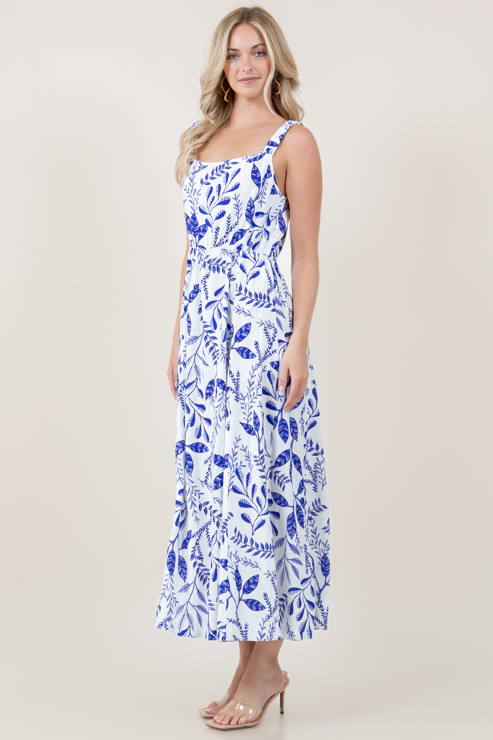 WIDE STRAP TOILE LINEN BLEND MAXI DRESS - D3827-2930-53931