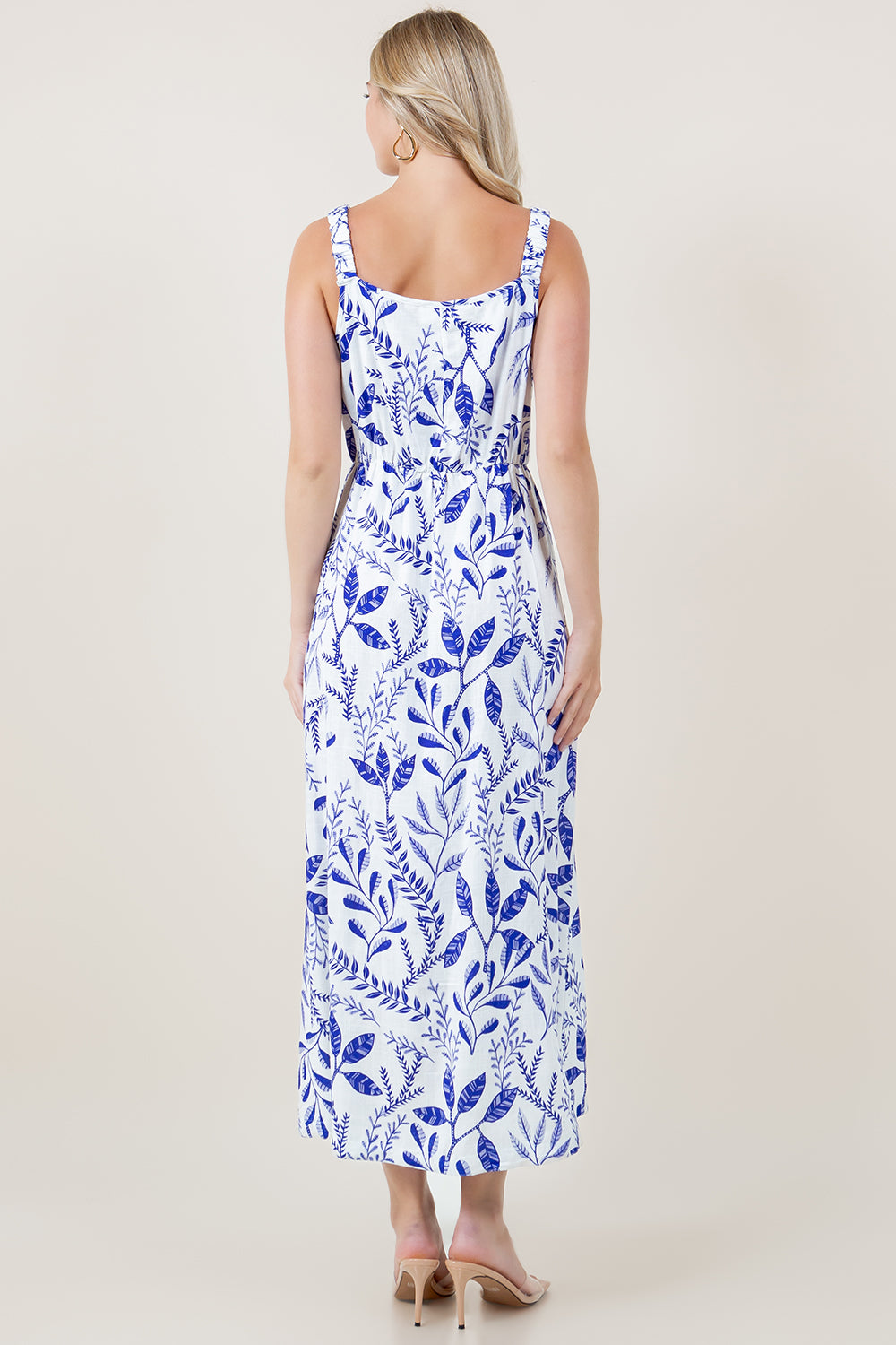 WIDE STRAP TOILE LINEN BLEND MAXI DRESS - D3827-2930-53931