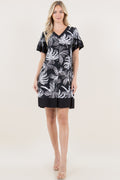S/SLV ILLUSION HEM V NECK SHIFT DRESS