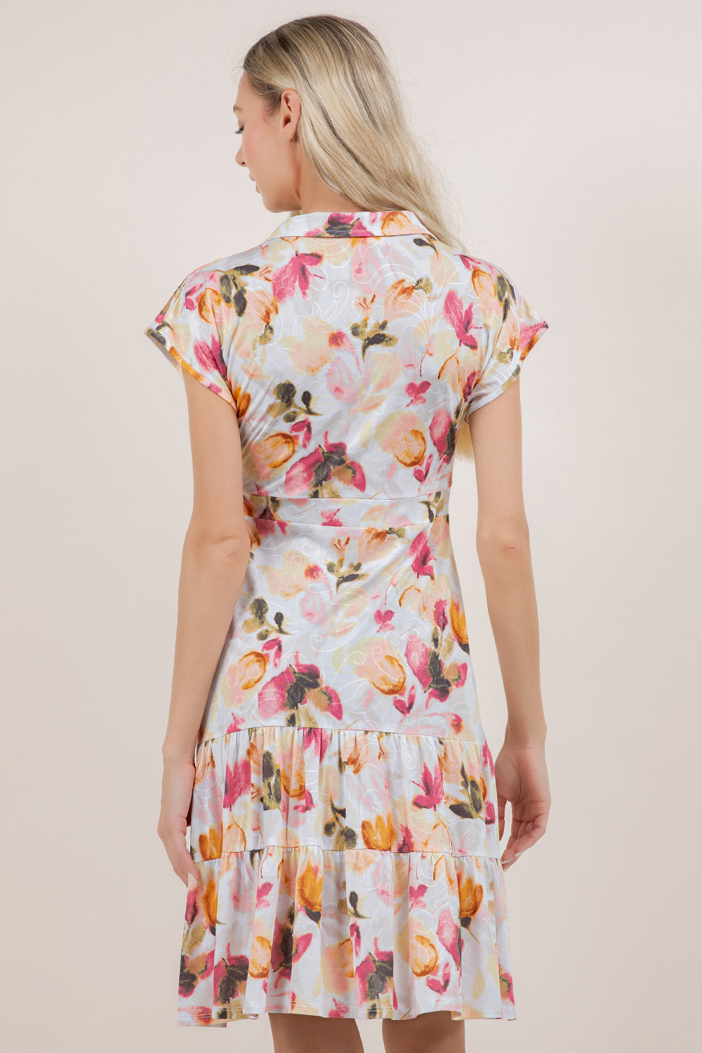 S/SLV TWIST FRONT TIER MIDI DRESS D3840-7310