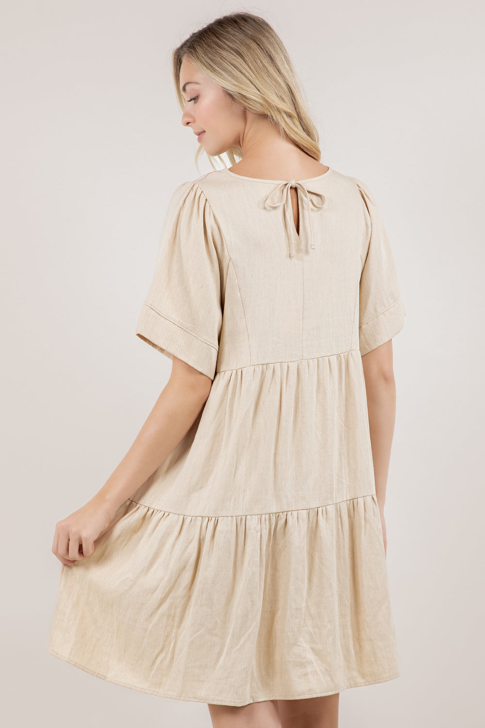 S/SLV EMBROIDERED TIERED DRESS D3841-5016