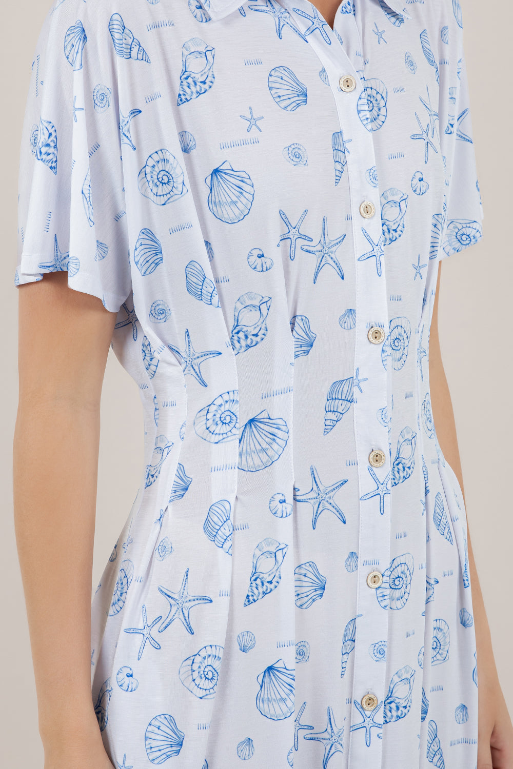 S/SLV PLEATED WAIST MIDI DRESS D3851-84403