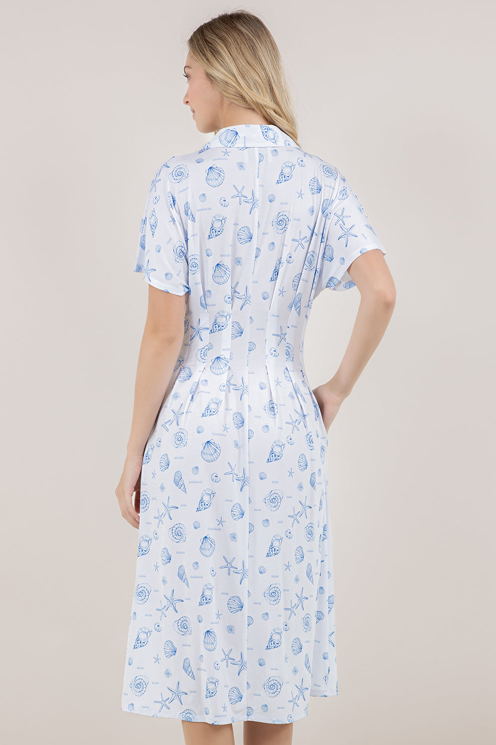 S/SLV PLEATED WAIST MIDI DRESS D3851-84403