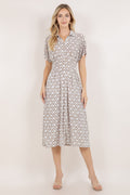 S/SLV PLEATED WAIST MIDI DRESS D3851-A6054