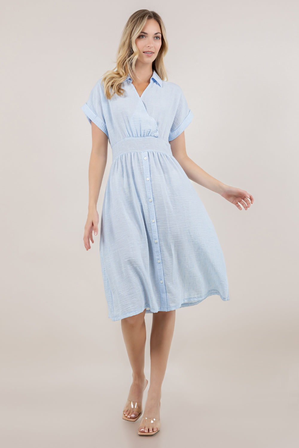 S/SLV SURPLICE SHIRT DRESS D3855-1212