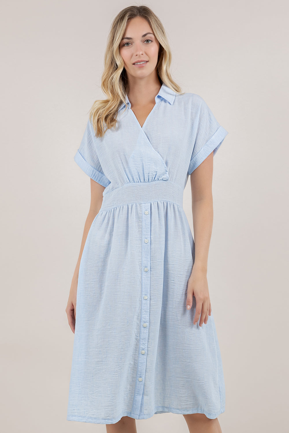 S/SLV SURPLICE SHIRT DRESS D3855-1212