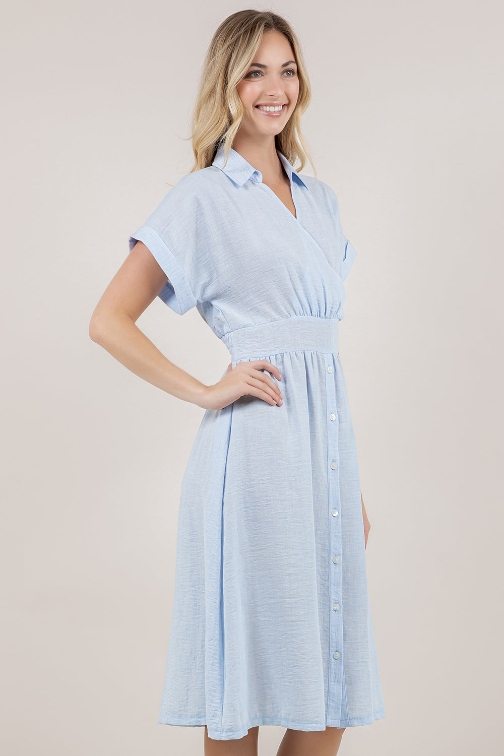 S/SLV SURPLICE SHIRT DRESS D3855-1212