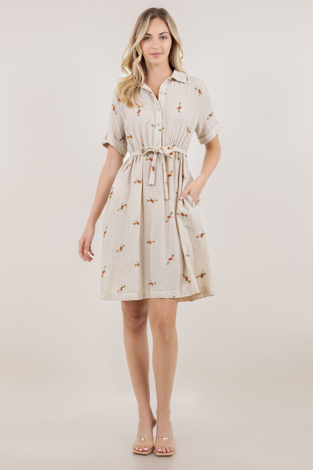 S/SLV SHIRT MIDI DRESS D3861-24110381