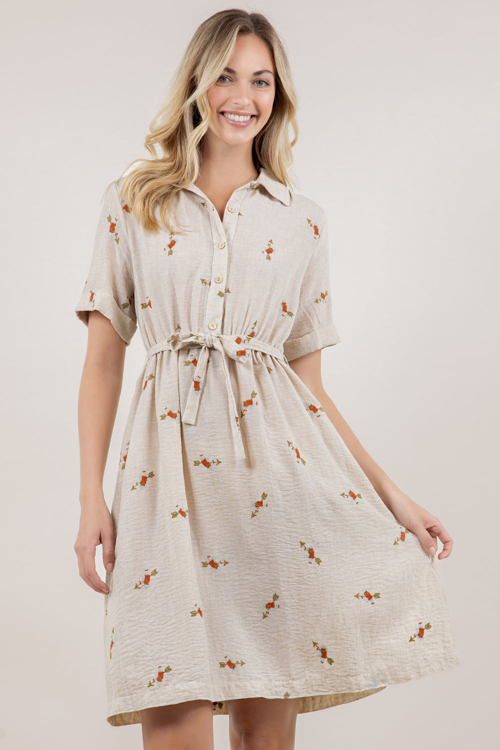 S/SLV SHIRT MIDI DRESS D3861-24110381