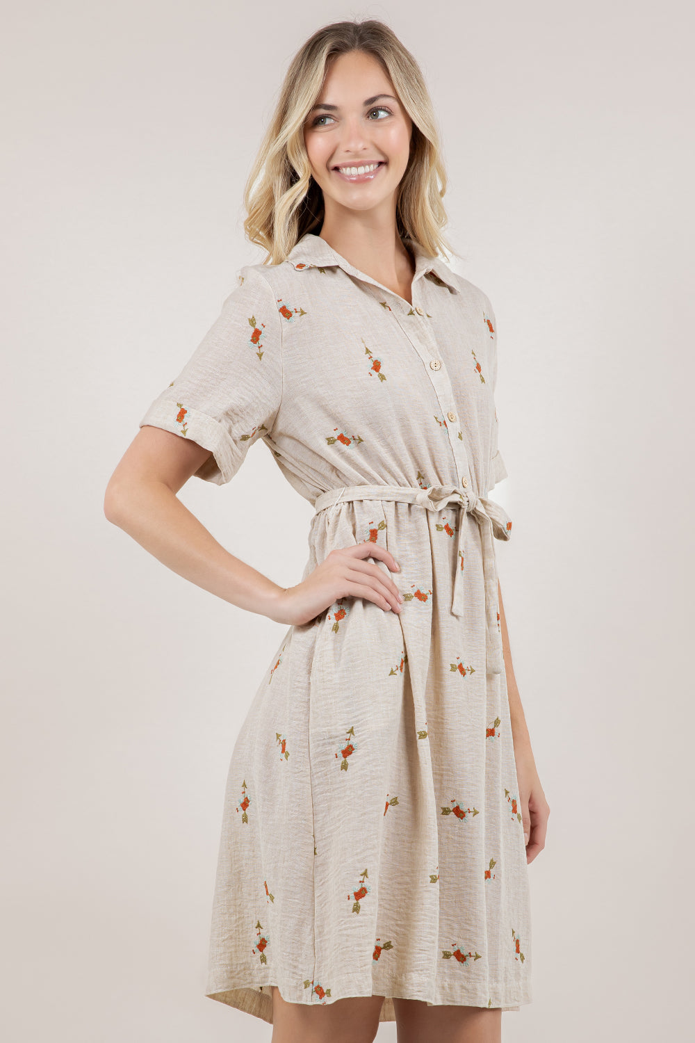 S/SLV SHIRT MIDI DRESS D3861-24110381