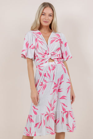 ELB/SLV TWIST FRONT MIDI DRESS D3862-2502004