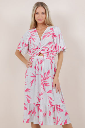 ELB/SLV TWIST FRONT MIDI DRESS D3862-2502004