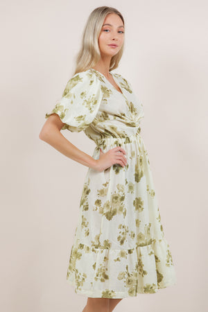 ELB/SLV TWIST FRONT MIDI DRESS D3862-81461