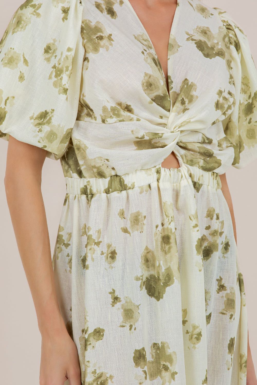 ELB/SLV TWIST FRONT MIDI DRESS D3862-81461