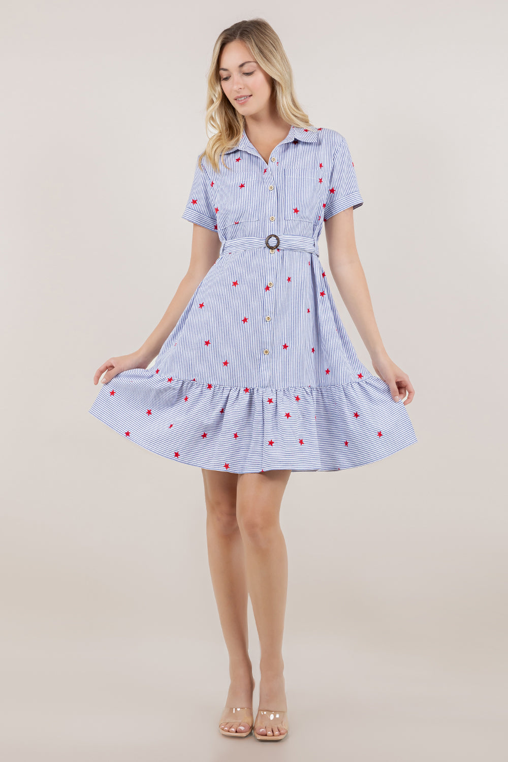 S/SLV RUFFLE TIER SHIRT DRESS D3868-0070