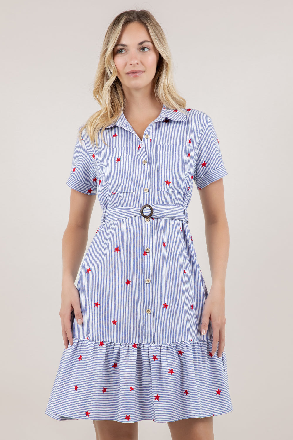 S/SLV RUFFLE TIER SHIRT DRESS D3868-0070
