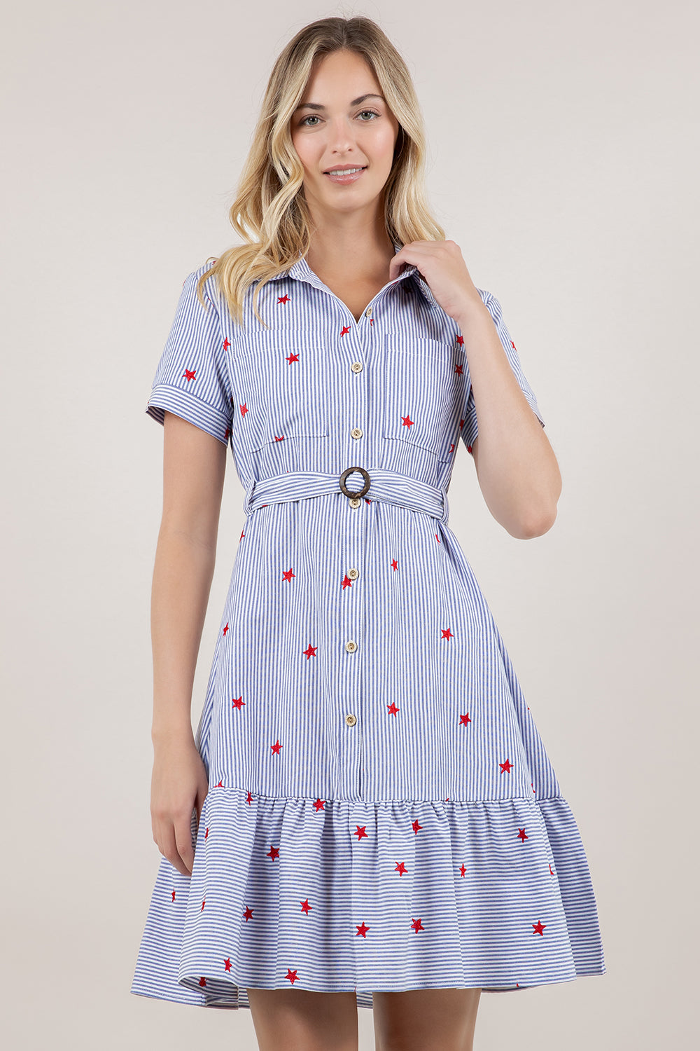 S/SLV RUFFLE TIER SHIRT DRESS D3868-0070