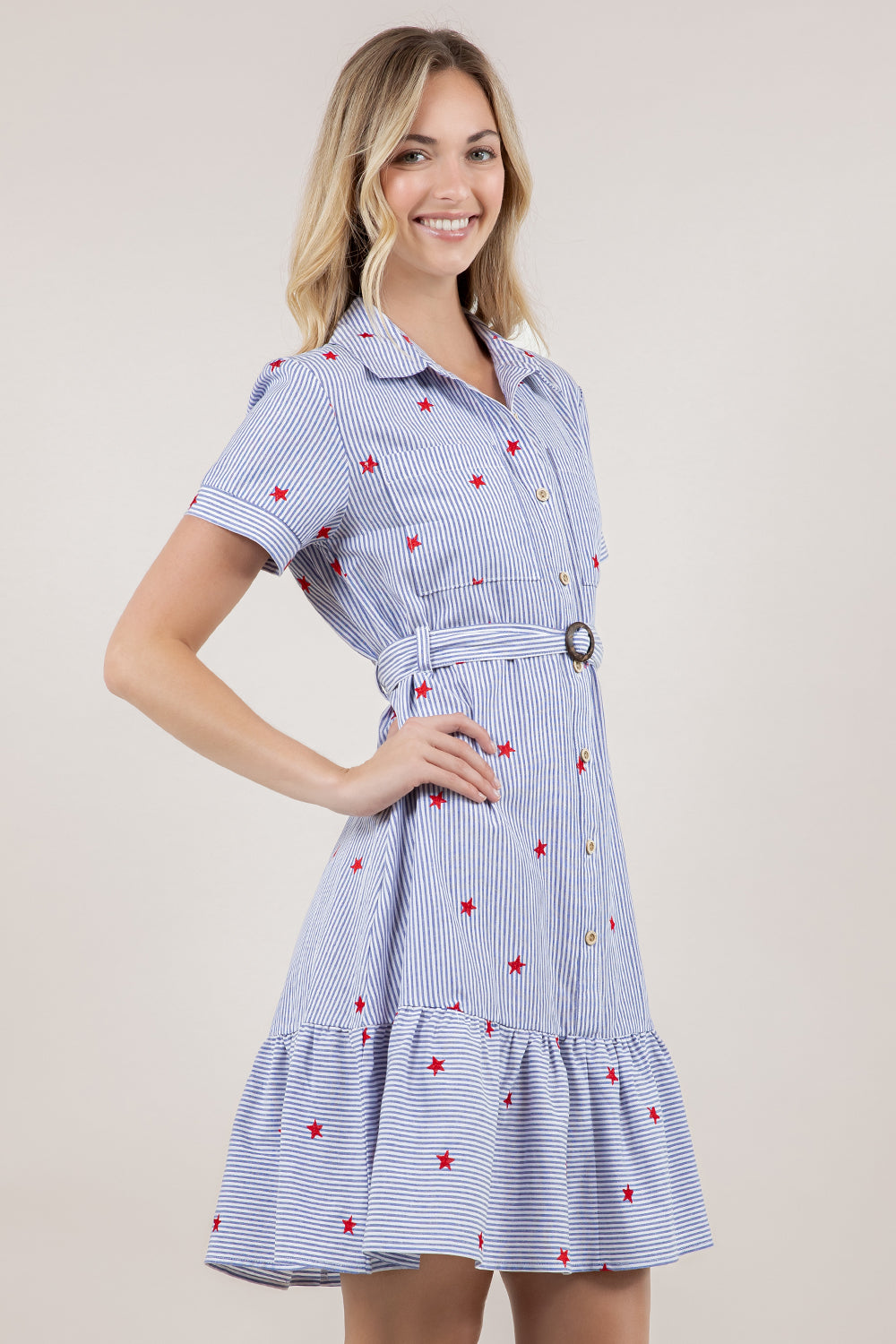 S/SLV RUFFLE TIER SHIRT DRESS D3868-0070