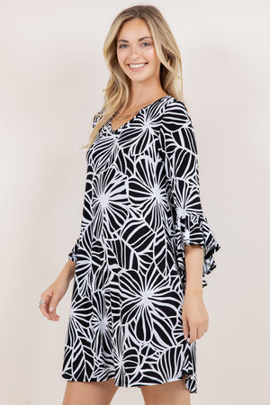 ELBOW CASCADE SLV SWING DRESS D3870-A4731