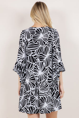 ELBOW CASCADE SLV SWING DRESS D3870-A4731