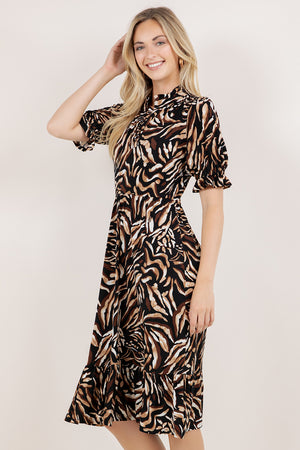 S/SLV RUFFLE TRIM MIDI DRESS D3874-A4419