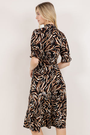 S/SLV RUFFLE TRIM MIDI DRESS D3874-A4419