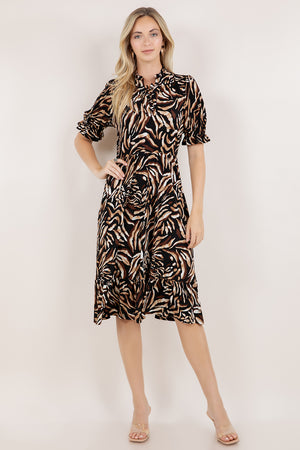 S/SLV RUFFLE TRIM MIDI DRESS D3874-A4419