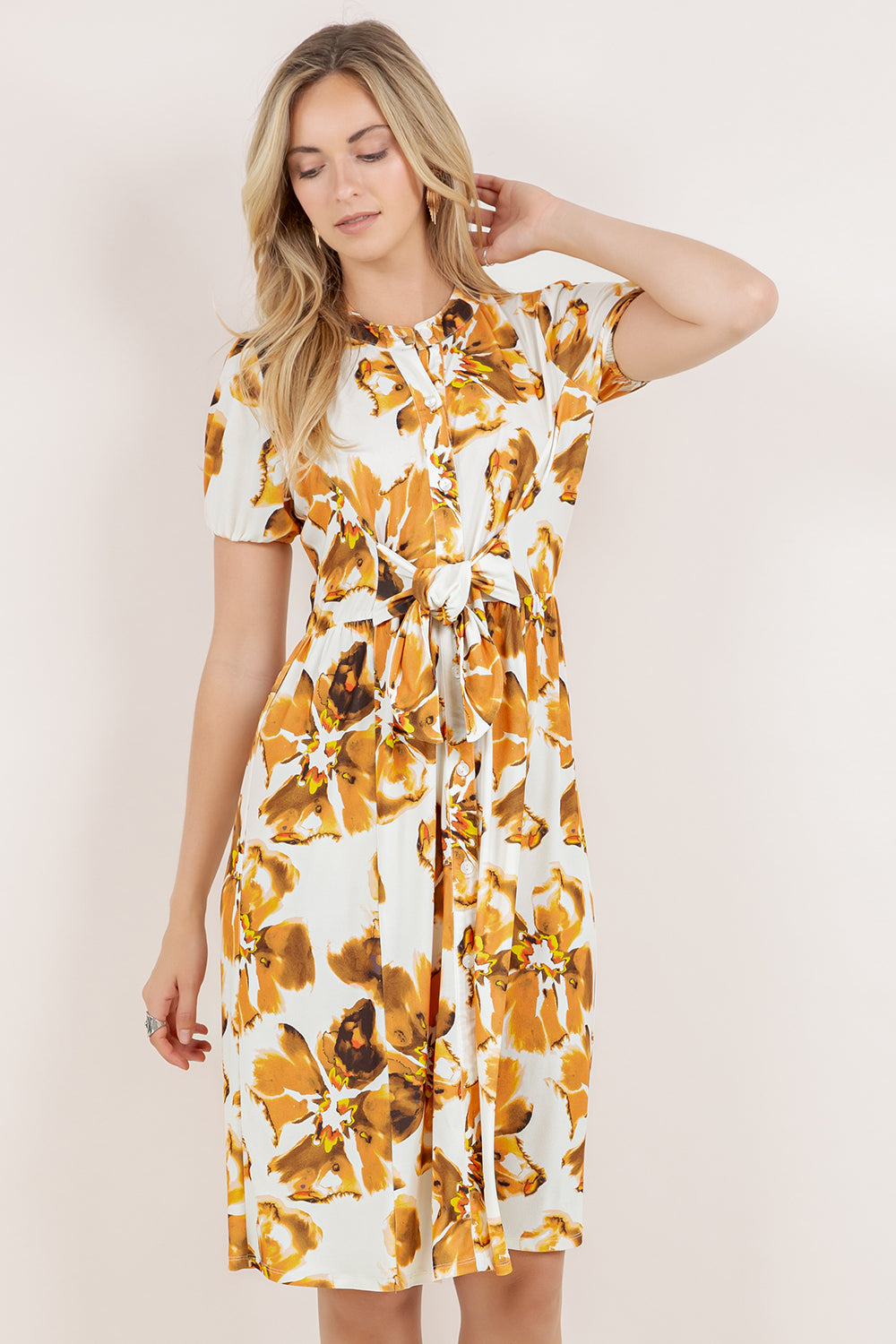 S/SLV TIE WAIST SHIRT DRESS D3878-8179