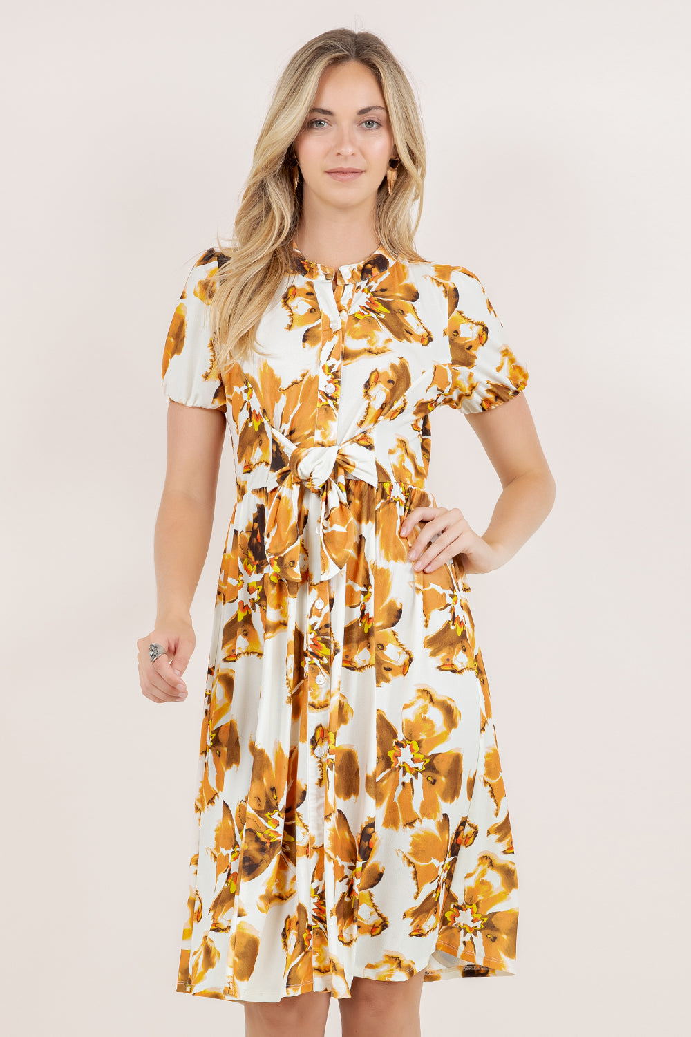S/SLV TIE WAIST SHIRT DRESS D3878-8179