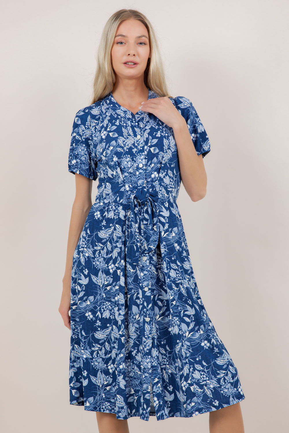 S/SLV TIE WAIST SHIRT DRESS D3878-98926