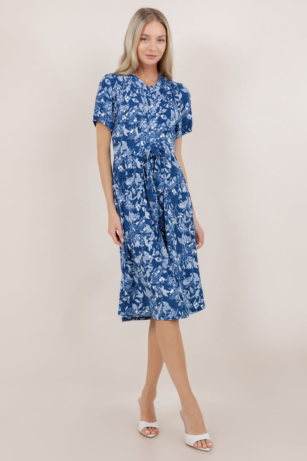 S/SLV TIE WAIST SHIRT DRESS D3878-98926
