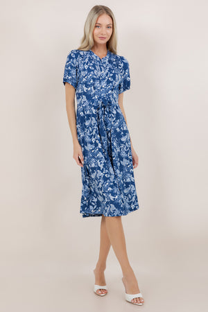 S/SLV TIE WAIST SHIRT DRESS D3878-98926
