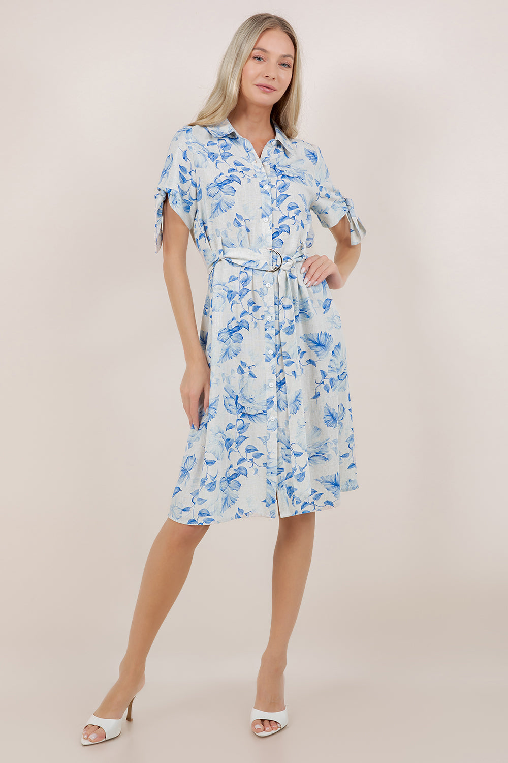S/SLV BELTED SHIRT DRESS D3879-5347