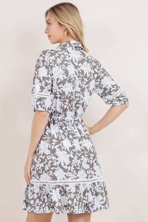 ELB/SLV COLLARED PEASANT DRESS D3880-2111060
