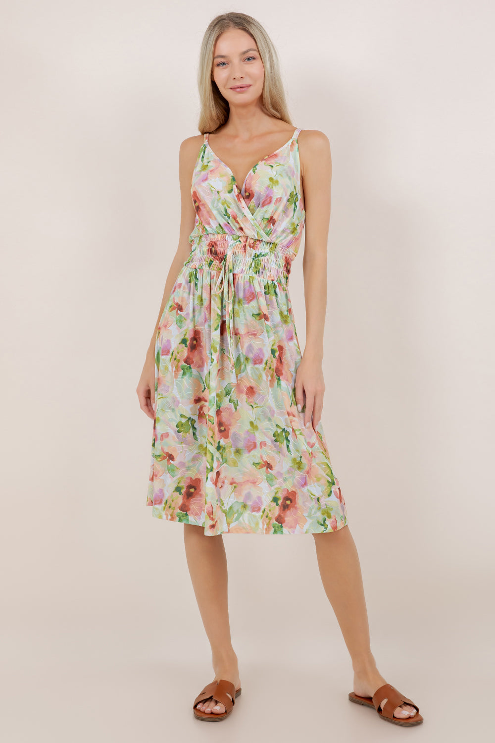 S/LESS V NECK SMOCKED MINI DRESS D3881-2403010