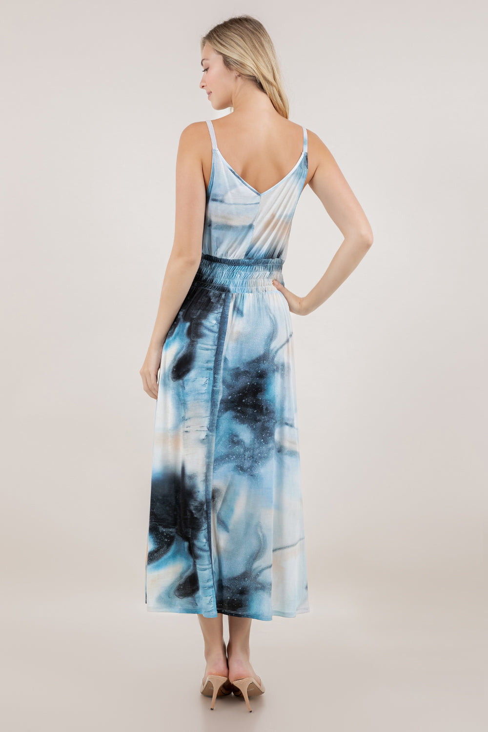 S/LESS V NECK SMOCKED MAXI DRESS D3881-MX-8154