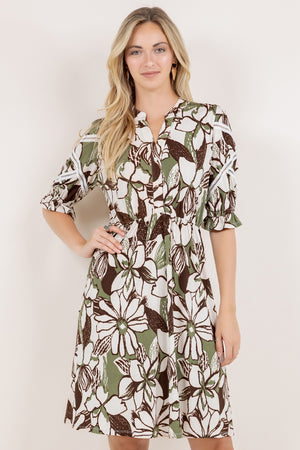 ELB/SLV BUTTON UP PEASANT DRESS D3890-174537