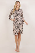 3/4 SLV COLLARED FAUX WRAP DRESS D3892-9692