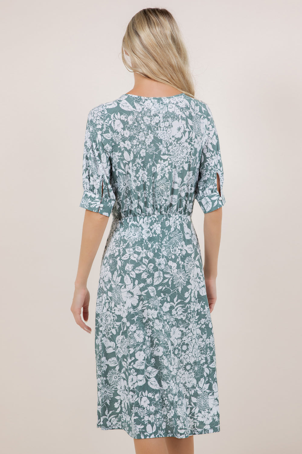ELB/SLV BUTTONED MIDI DRESS D3900-S60206