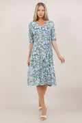 ELB/SLV BUTTONED MIDI DRESS D3900-S60206