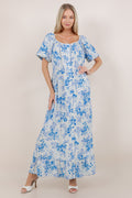 S/SLV SQUARE NECK TIERED DRESS D3903-100174