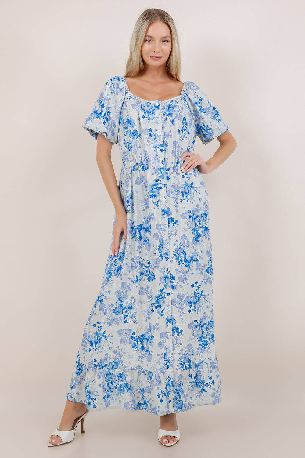 S/SLV SQUARE NECK TIERED DRESS D3903-100174