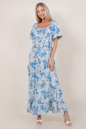 S/SLV SQUARE NECK TIERED DRESS D3903-100174