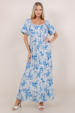 S/SLV SQUARE NECK TIERED DRESS D3903-100174