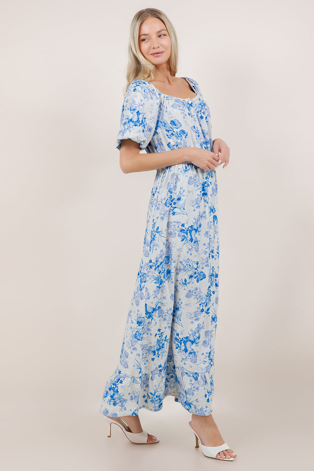 S/SLV SQUARE NECK TIERED DRESS D3903-100174