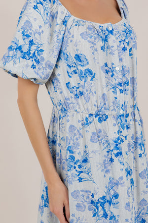 S/SLV SQUARE NECK TIERED DRESS D3903-100174